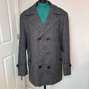 Alliance Fashion Men’s Gray Double Breasted Fleece-Lined Peacoat Size L